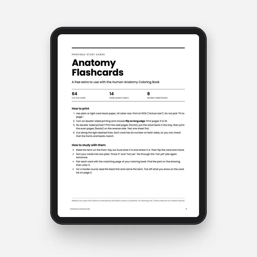Anatomy Flashcards (PDF)