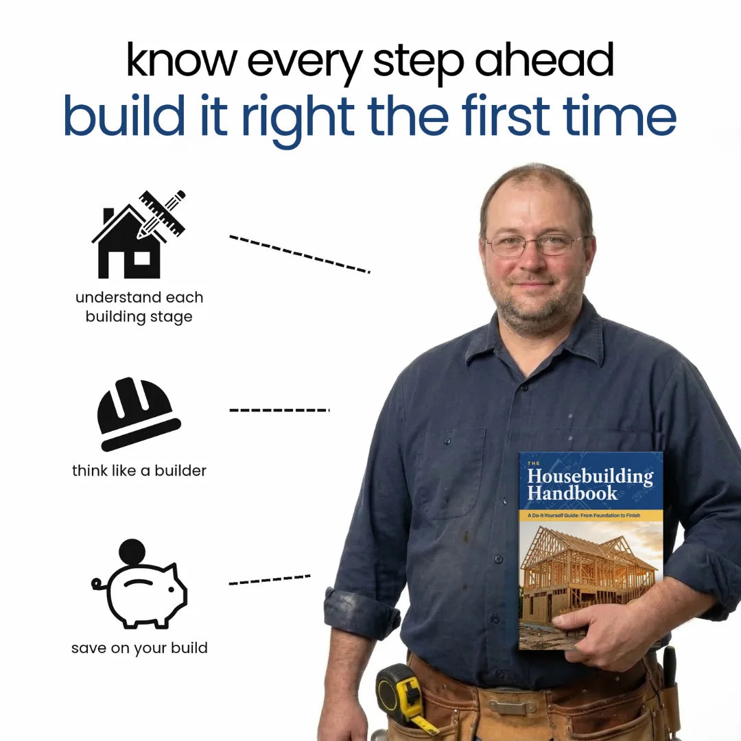 A builder holding The Housebuilding Handbook