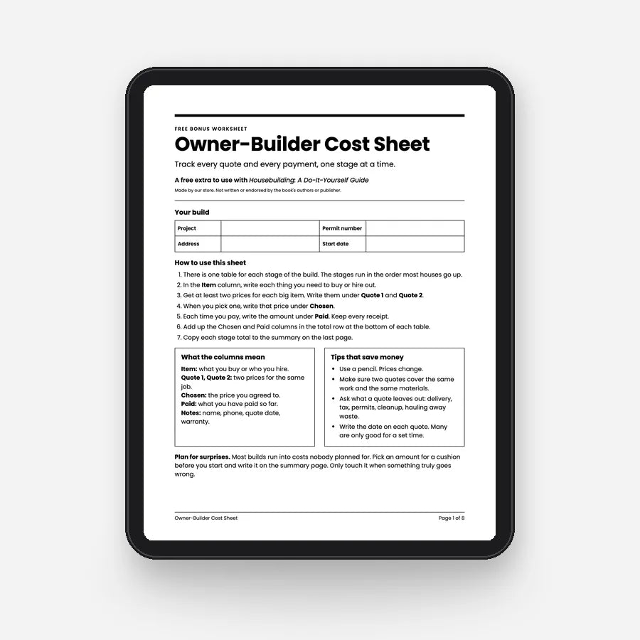 Owner-Builder Cost Sheet (PDF)