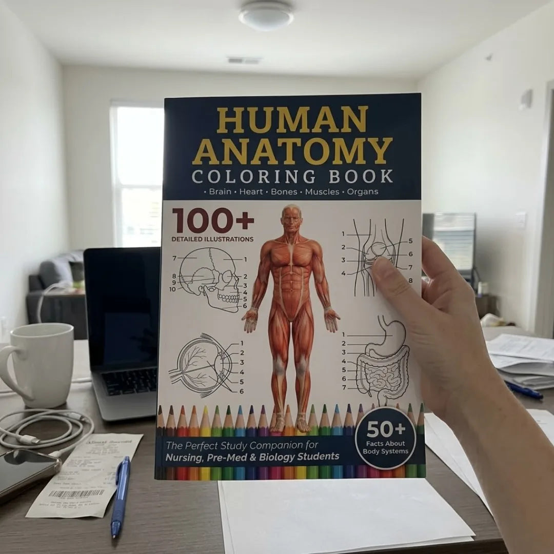 Holding the book at a desk